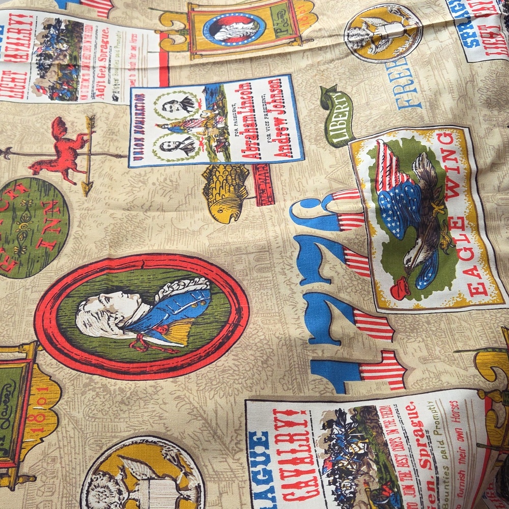 Vintage Rare 1776 Collage Scotchgard Thick Craft Quilt Sewing Cotton Fabric 4yds